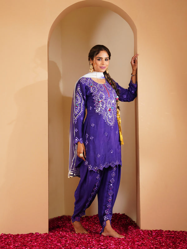 Purple Mirage Suit - Pure Silk Fabric
