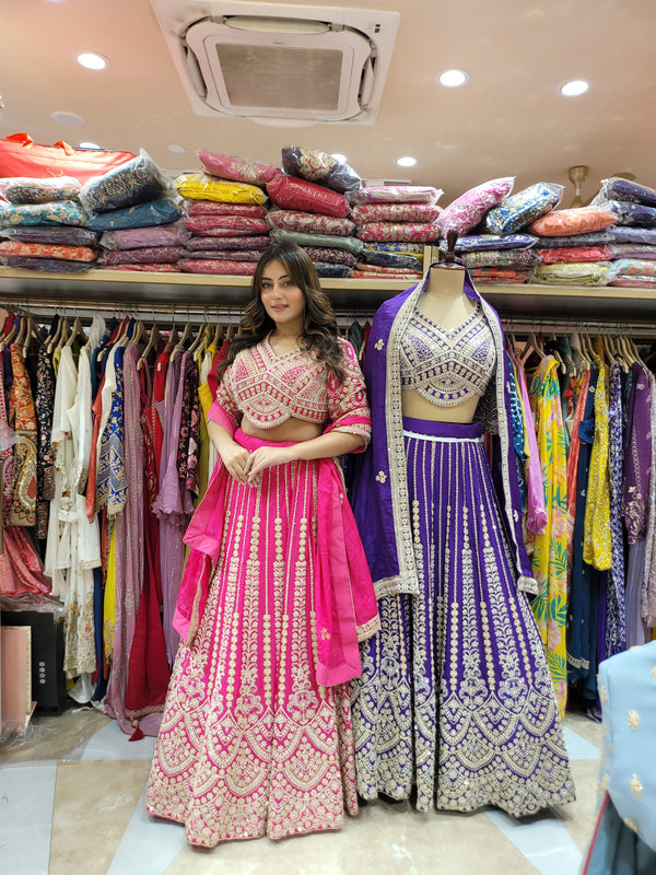 Lehnga with all over embroidery, pearl work and handwork on the blouse and Lehnga with all over booties on beautiful dupatta