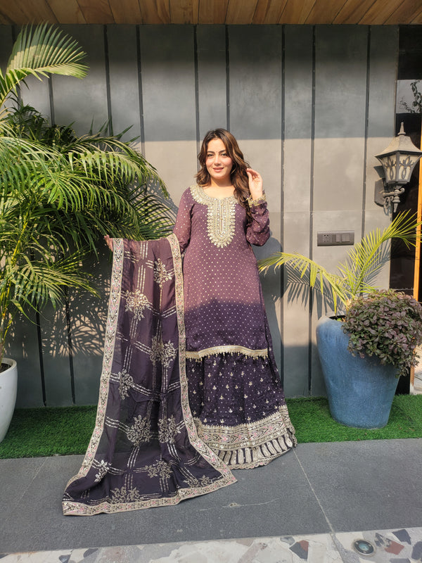 Sharara Suit with all over heavy work