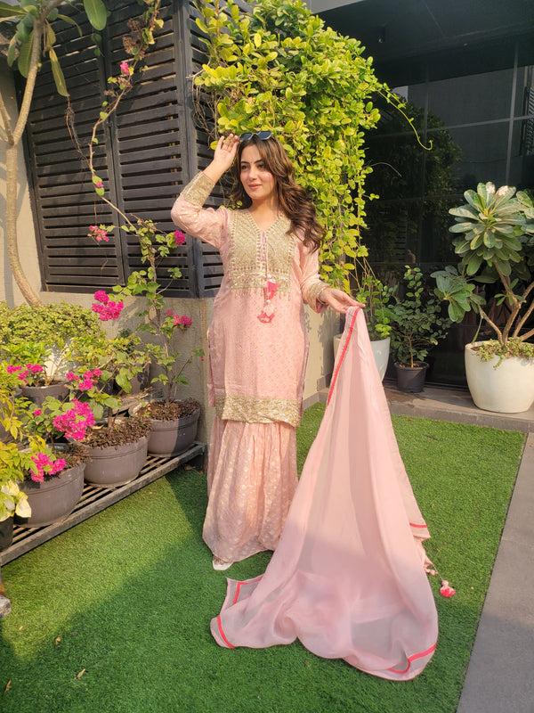 Sharara Suit with all over weaving