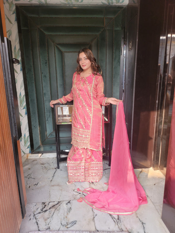 Sharara Suit with all over weaving