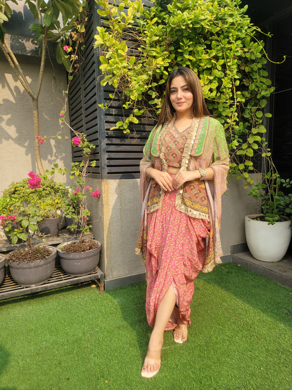 Indo western dress with extended sleeves