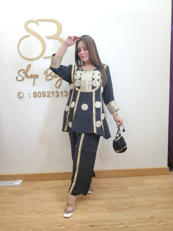 Peplum style Indo western with all over work