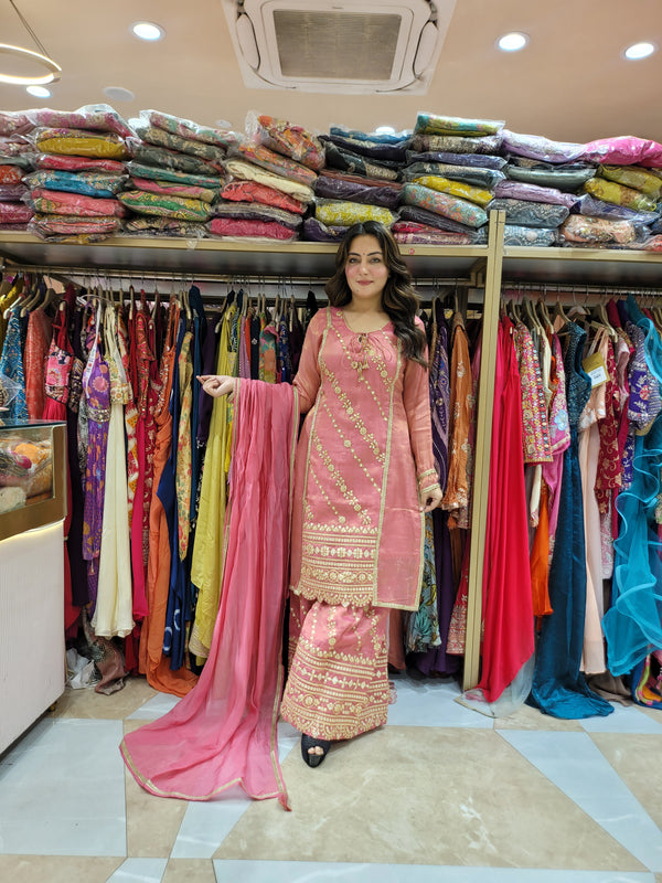 Sharara Suit with all over weaving