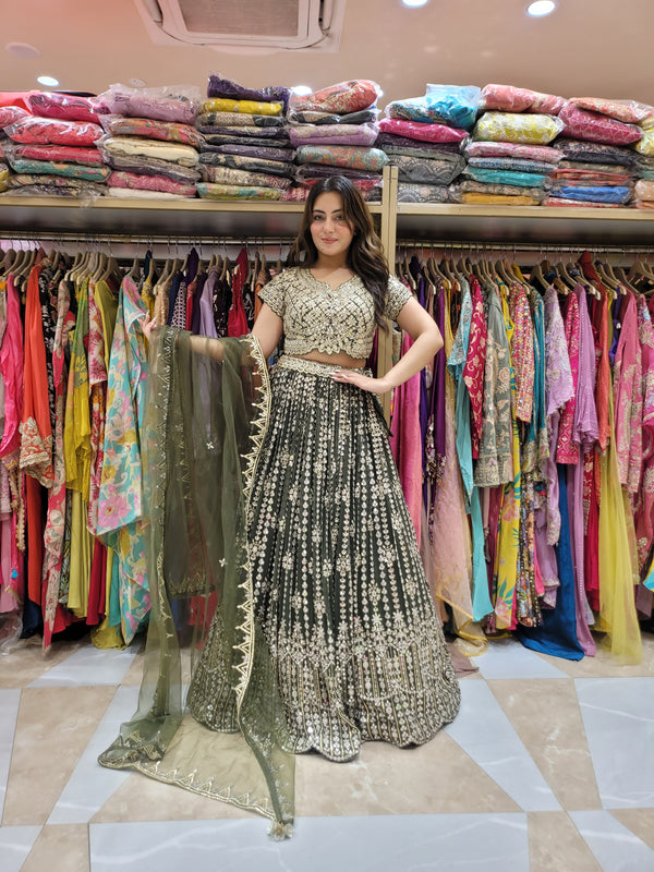 Lehnga with all over work on blouse and lehnga with beautiful net dupatta