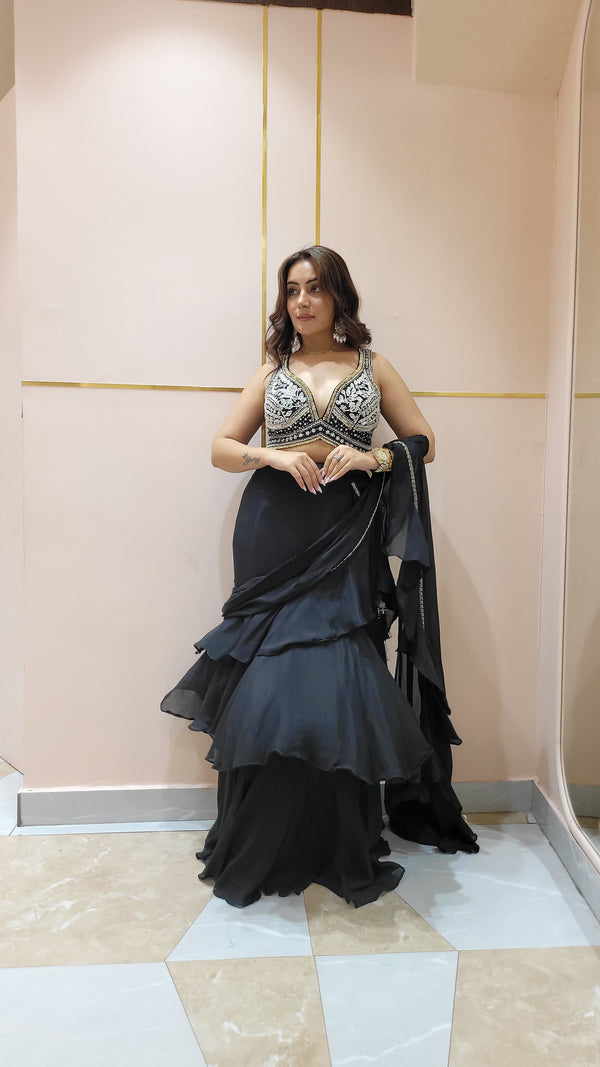 Noir Grace Saree - Pure Georgette