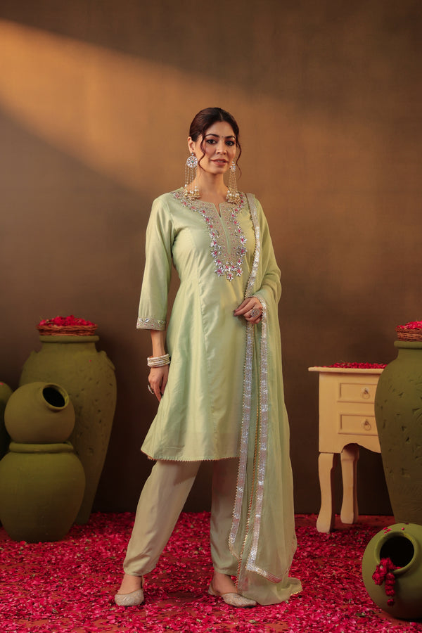 Gulzar Kurta Set - Pure Mul Chanderi