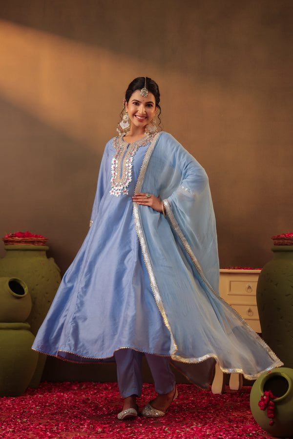 Gulzar Anarkali Set - Pure Mul Chanderi