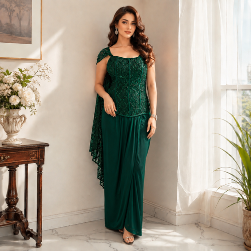 Corset drape dress - Imported crepe