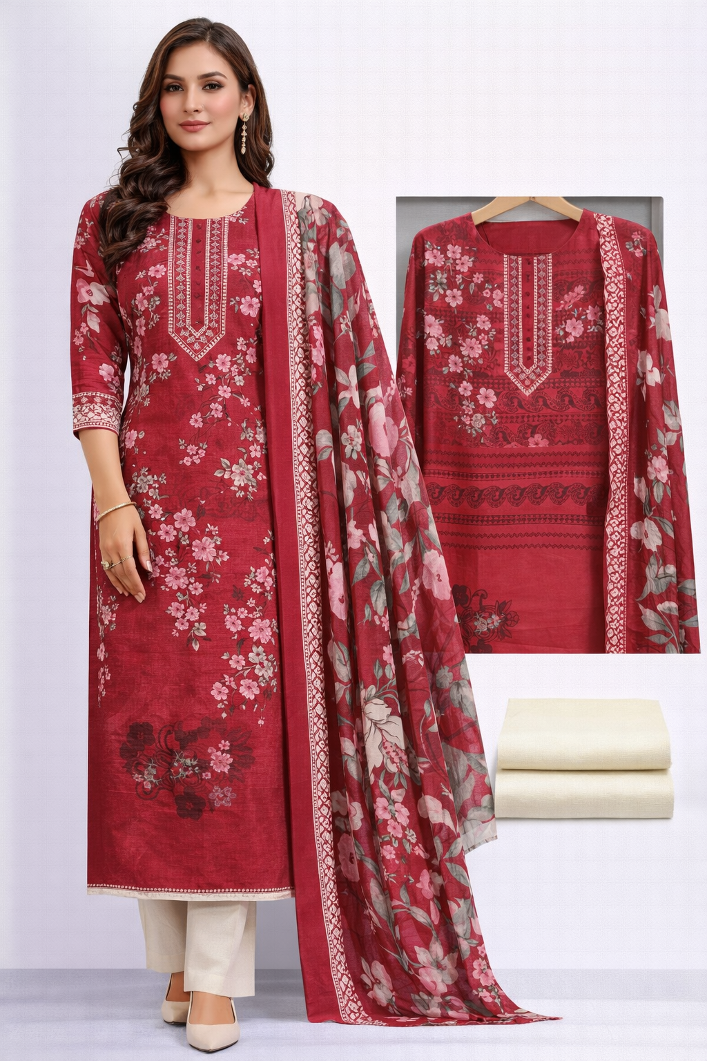 Rani unstitched suit - Pure Cotton – Begum Shop