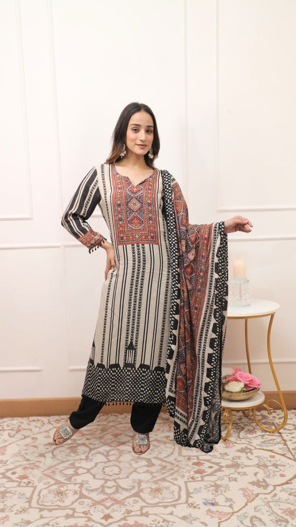 Ajrak Suit - Pure Muslin