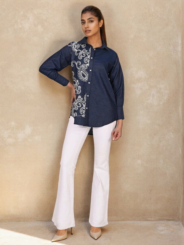 Navy Elegance Shirt - Pure Cotton