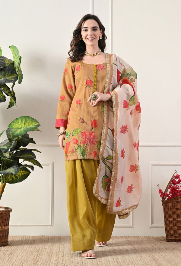 Sunehri kamal - Pure crepe