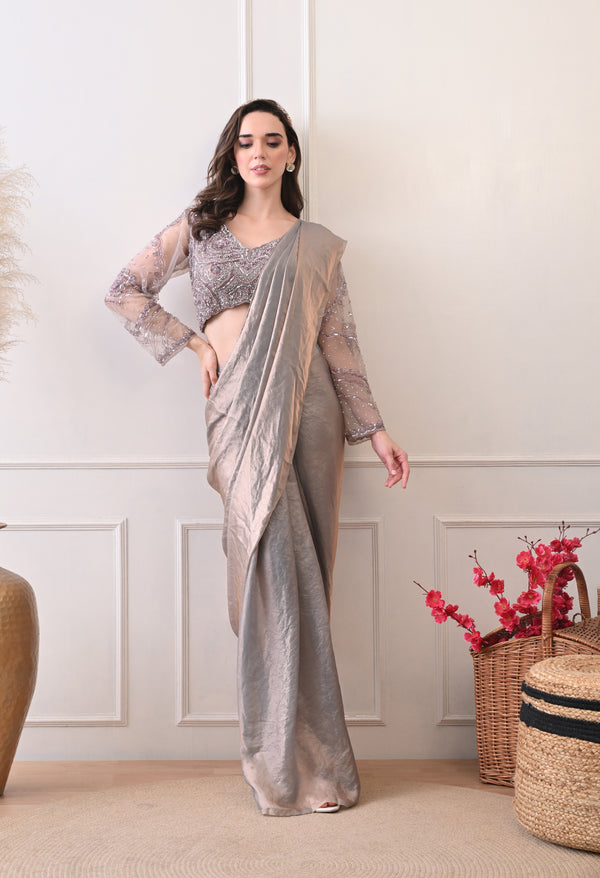 Molten Muse Predraped Saree - Pure Tissue
