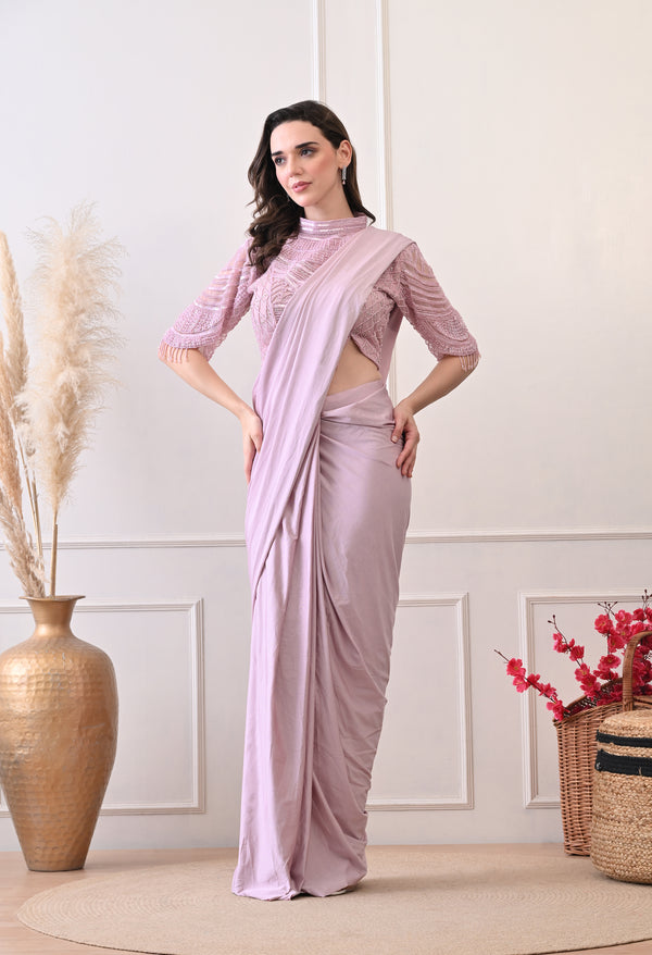 Rose glow saree - Pure Imported Lycra