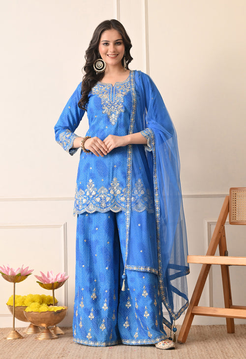 Bandhej Sharara- Pure crepe