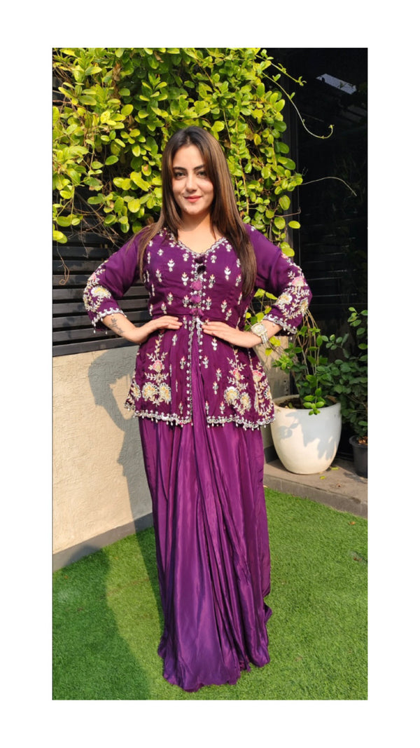 Indo western dress with multi work and front cut