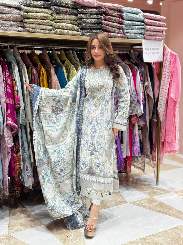 Moonlit grace suit - Pakistani lawn cotton – Begum Shop