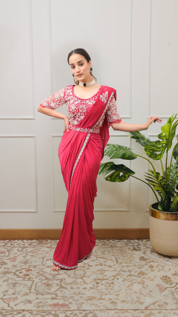 Blush Radiance Saree - Pure Lycra