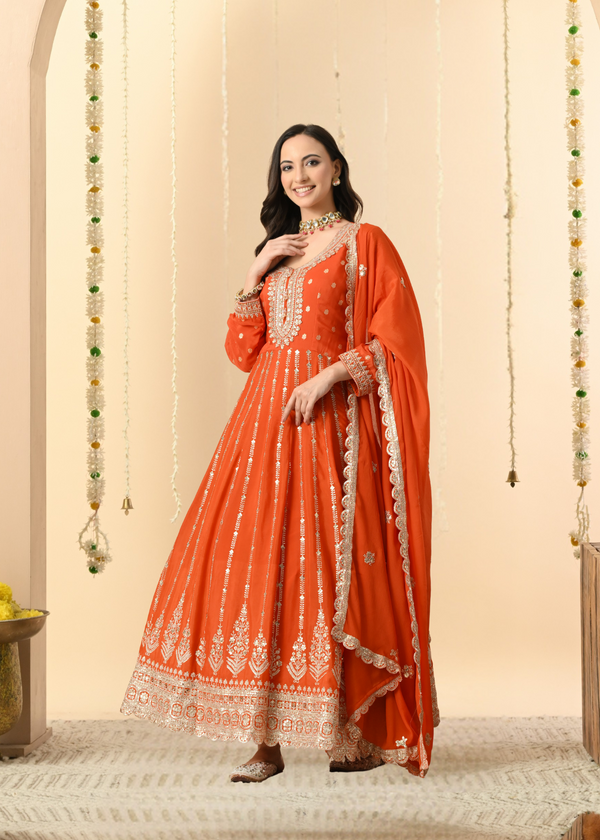 Sunehri Anarkali - Pure Georgette