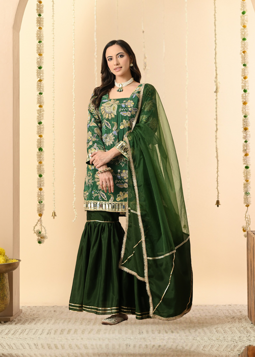 Peacock Gharara - Pure Crepe