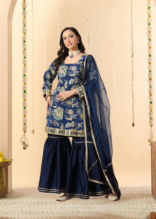 Peacock Gharara - Pure Crepe