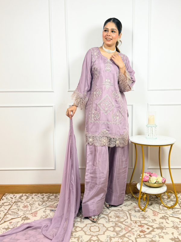 Wisteria Farshi Suit-Pure Muslin