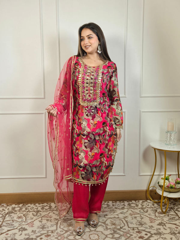 Zeenat Gulab Suit- Crepe