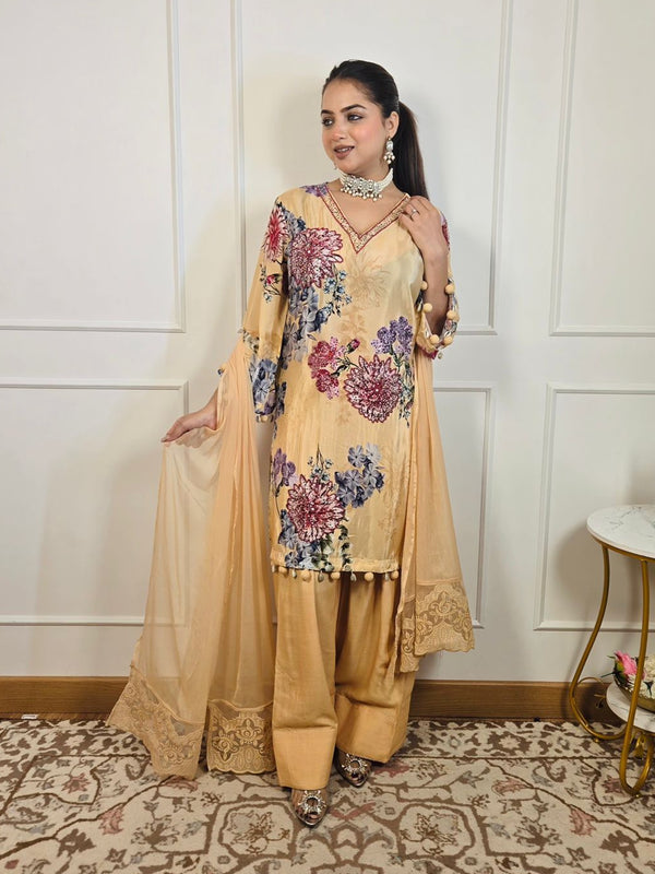 Blooming Farshi Suit - Pure Crepe