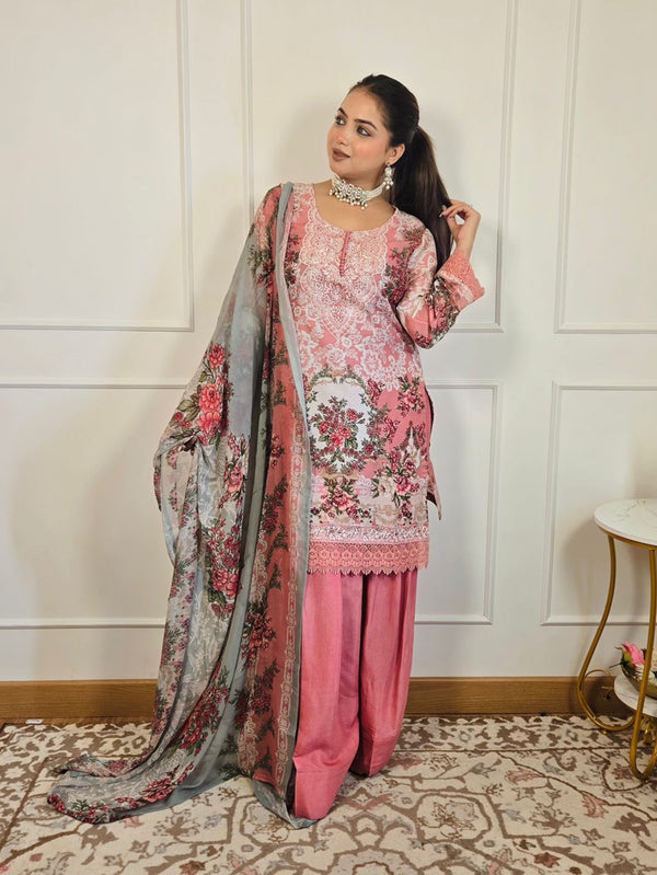 Amber Glow Farshi Suit - Pure Muslin