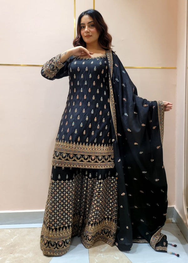 Shadow Bloom Sharara - Pure Georgette