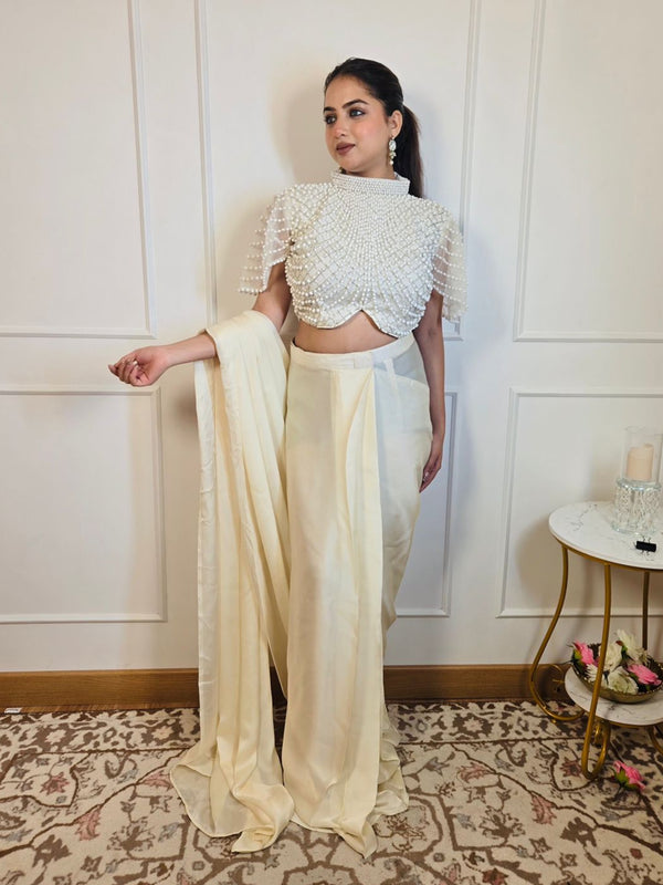 Pearl Mirage Saree - Pure Satin
