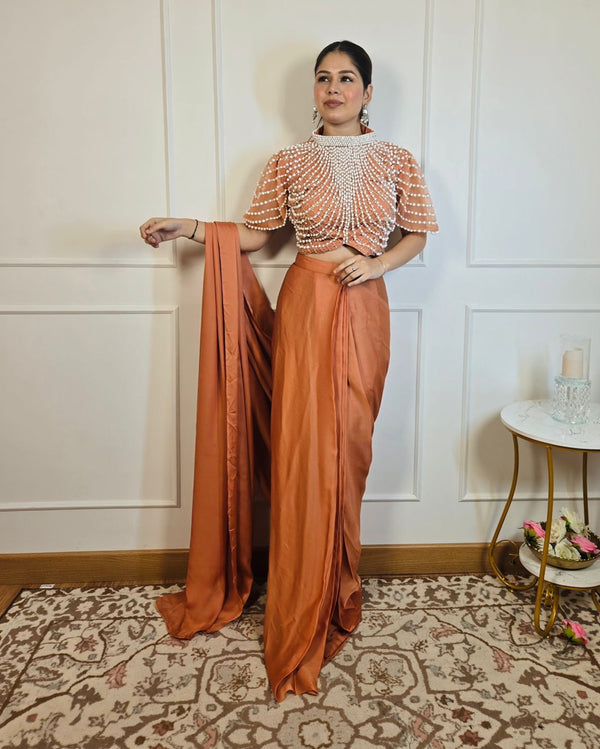 Pearl Mirage Saree - Pure Satin