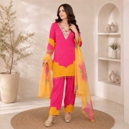 Bandhani noor suit - Pure chinon