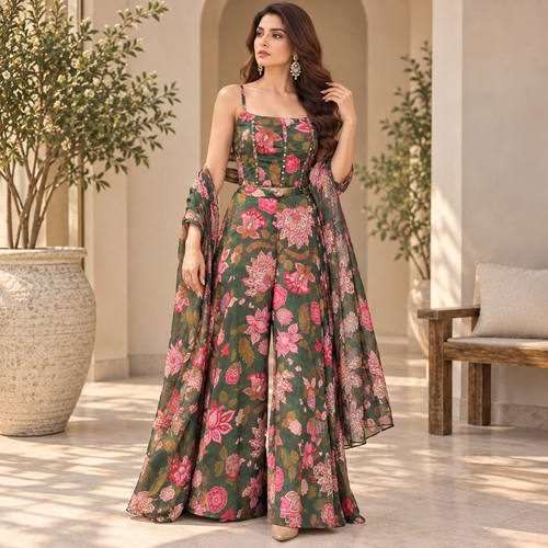 Verdant flora corset dress