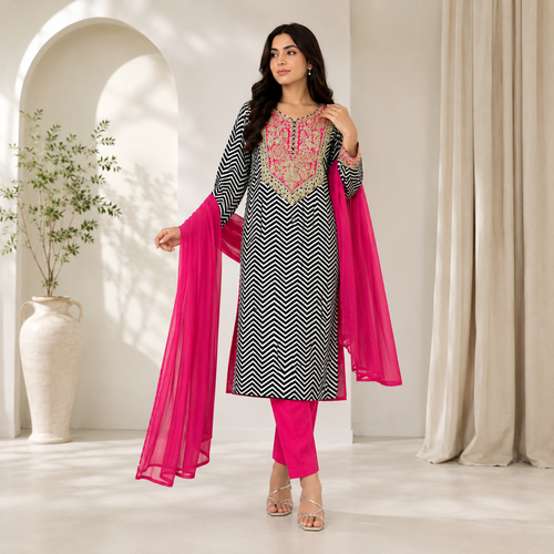 Chevron classic suit - Pure crepe