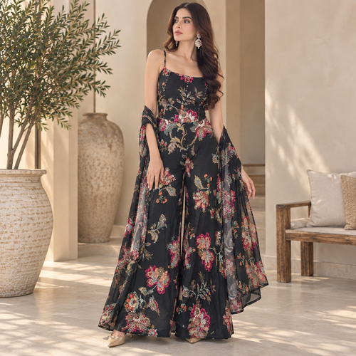 Midnight flora corset dress