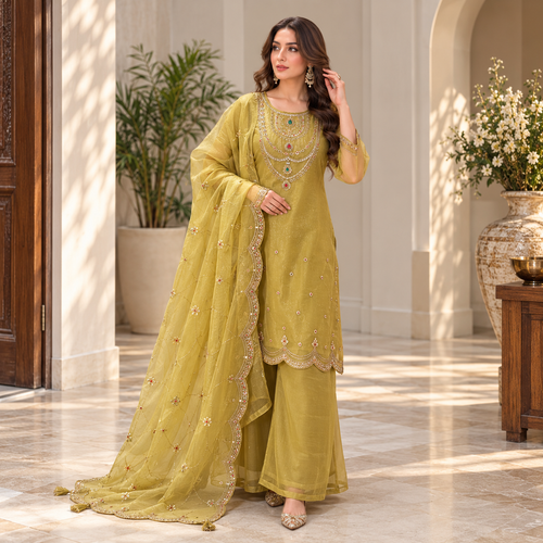 Green gold sharara - Pure tissue