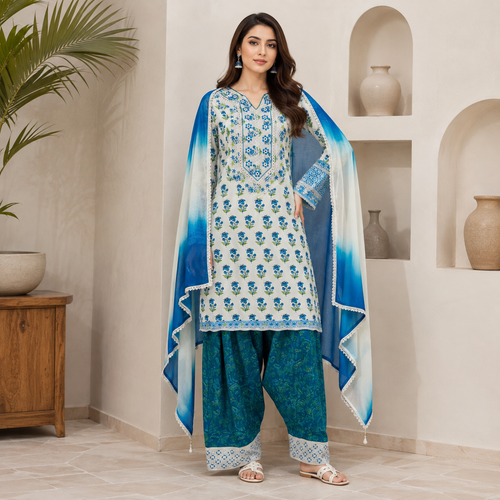 Printed Swan farshi - Pure cotton