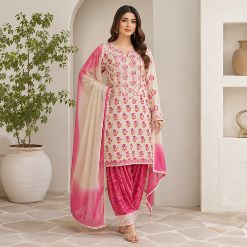Printed Swan farshi - Pure cotton